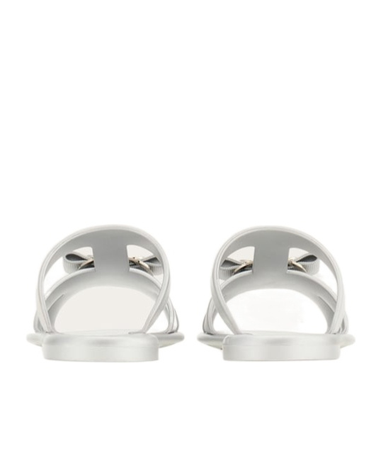 Ferragamo Slide Sandals Gold Plate In White