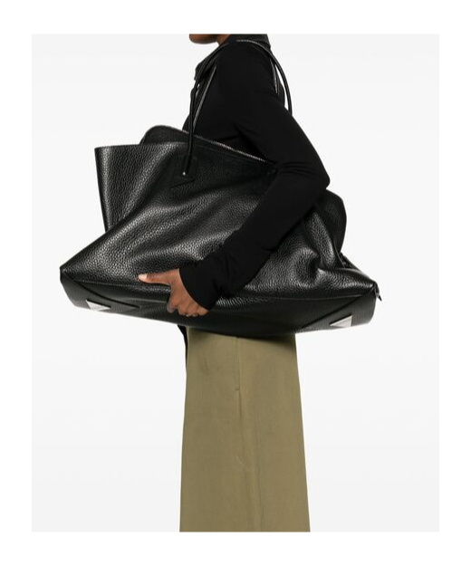 Attico Black Calf Leather Bos Taurus Shoulder Bag In Black