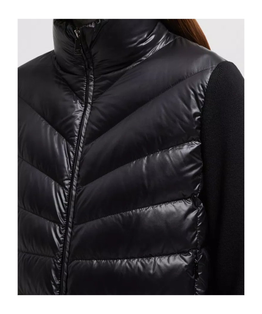 Moncler Womens Black Funnel-neck Brand-patch Regular-fit Shell-down Jacket In Black