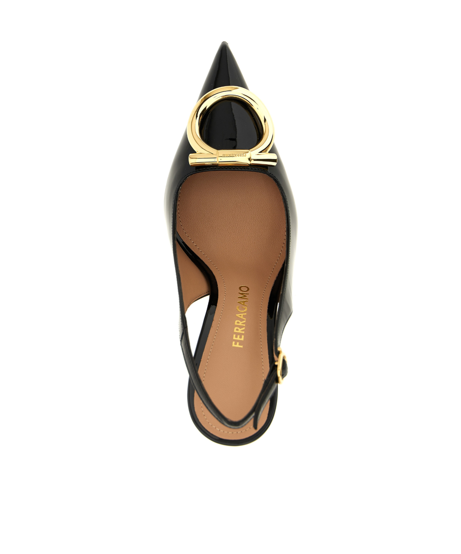 Ferragamo Sara Patent Leather Slingback Pumps In Black