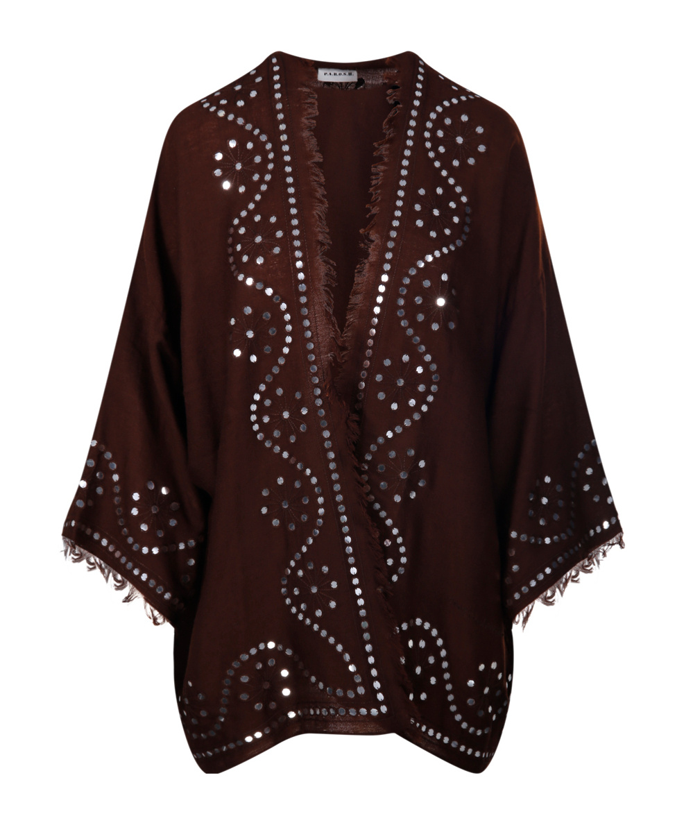 P.a.r.o.s.h Brown Cashmere Shrug In Black
