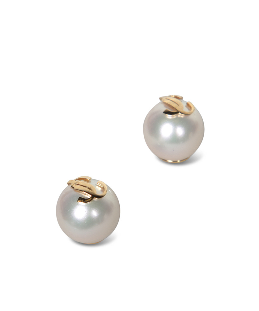 Jimmy Choo Stud Earrings With Pearls And Gold Detail In Metallic