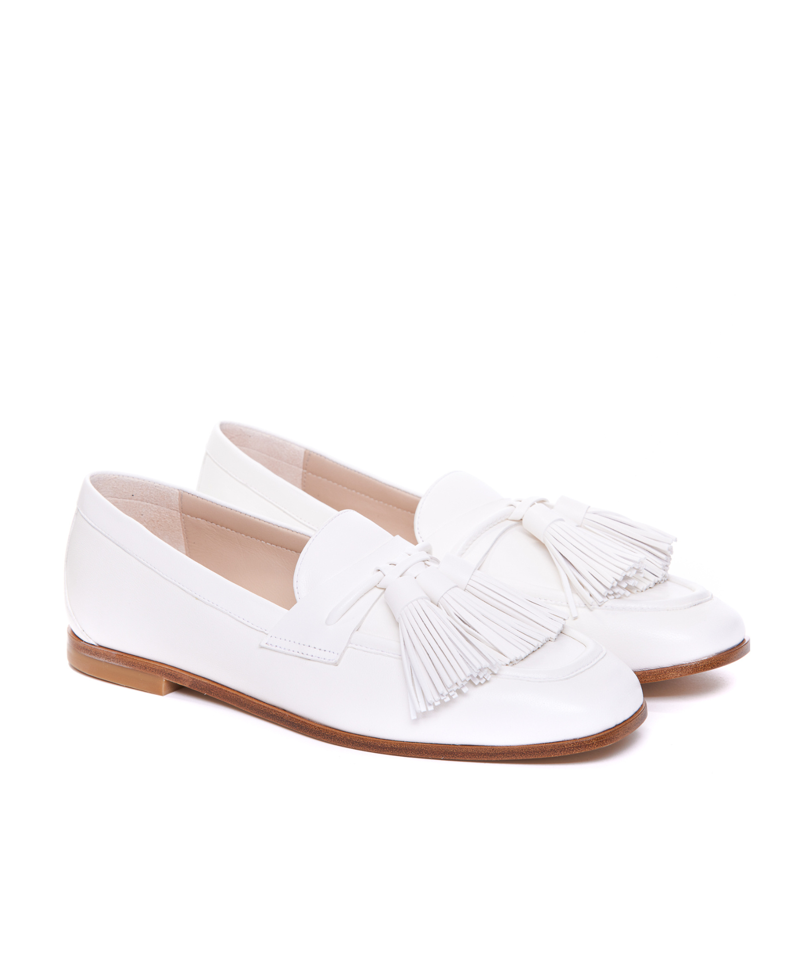 Stuart Weitzman Tassel Detailed Slip-on Loafers In White