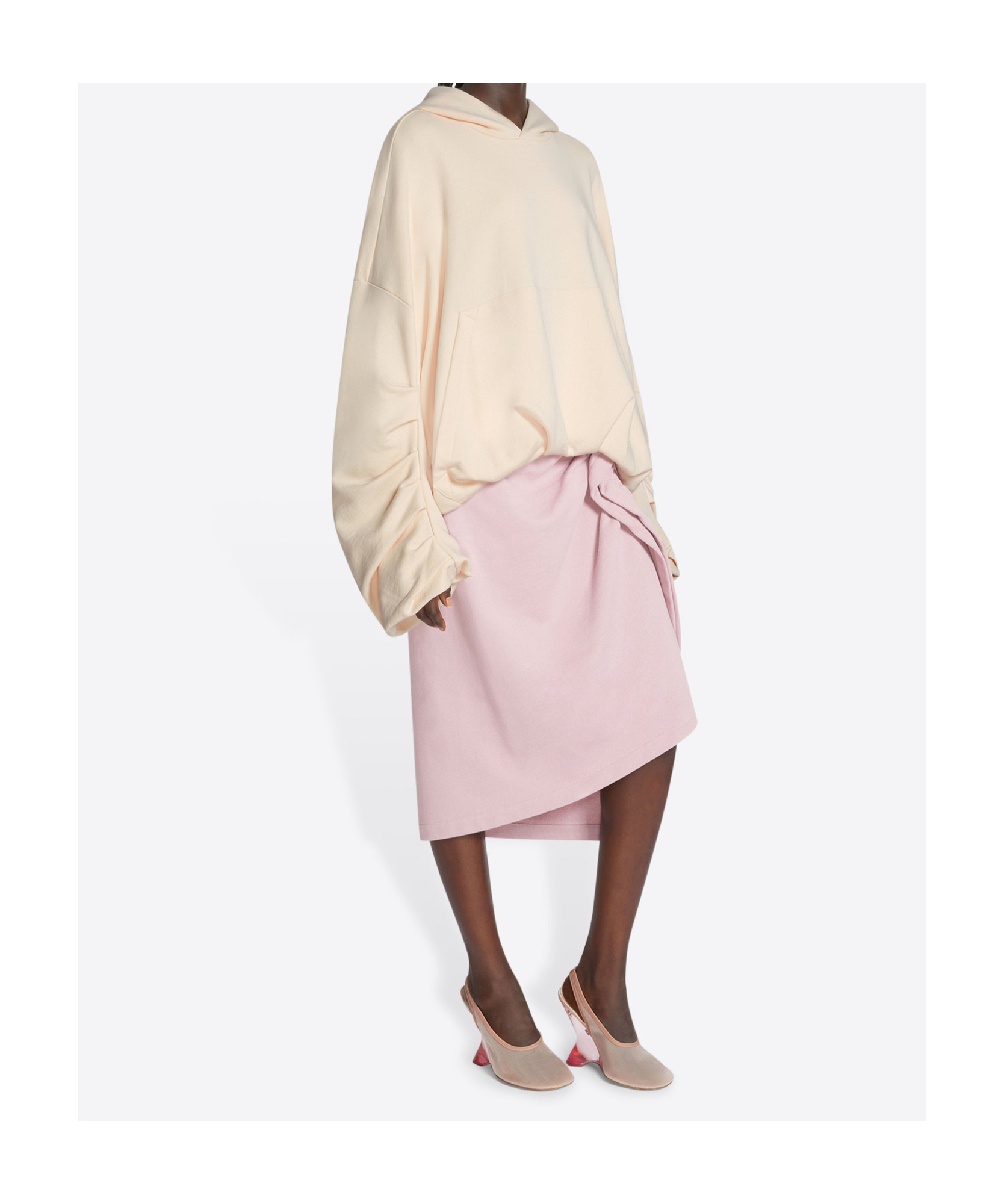 Dries Van Noten Long-sleeved Draped Hoodie In White