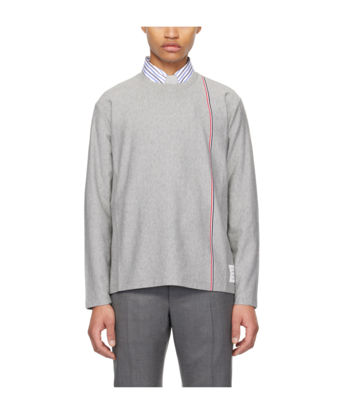 Thom Browne Rwb Stripe Cotton T-shirt In 035 Med Grey