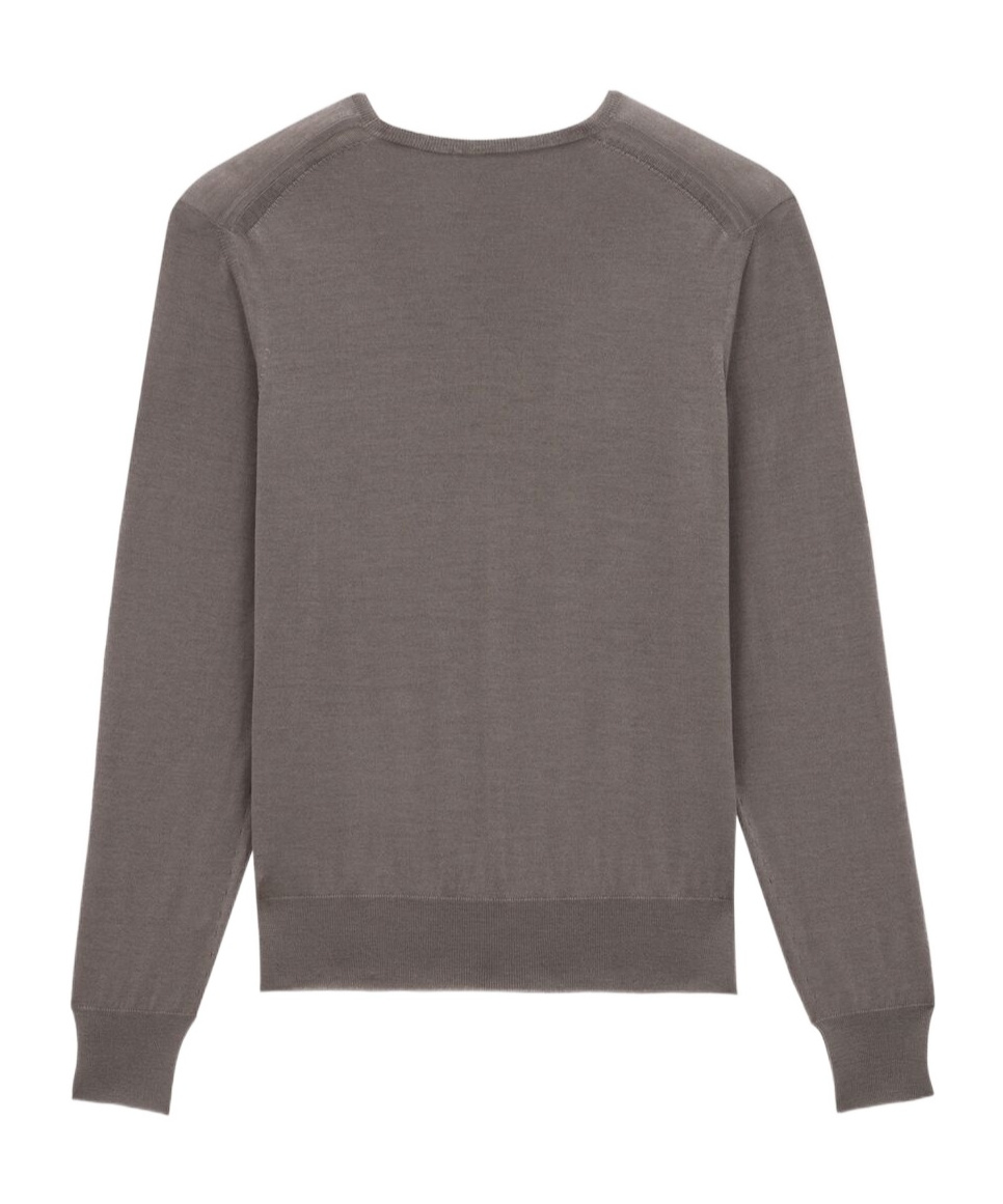Saint Laurent Long-sleeved Wool Sweater In Gray