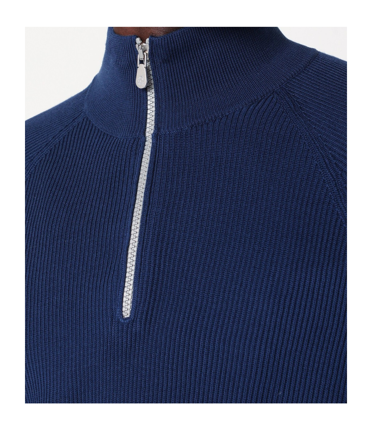 Brunello Cucinelli Long-sleeved Ribbed Sweater In Blue