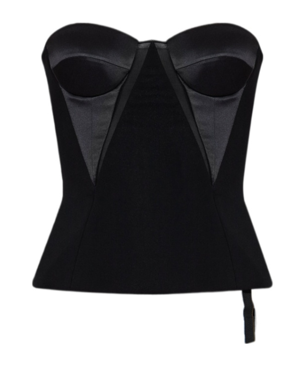 Versace Satin-panelled Bustier Top In Black