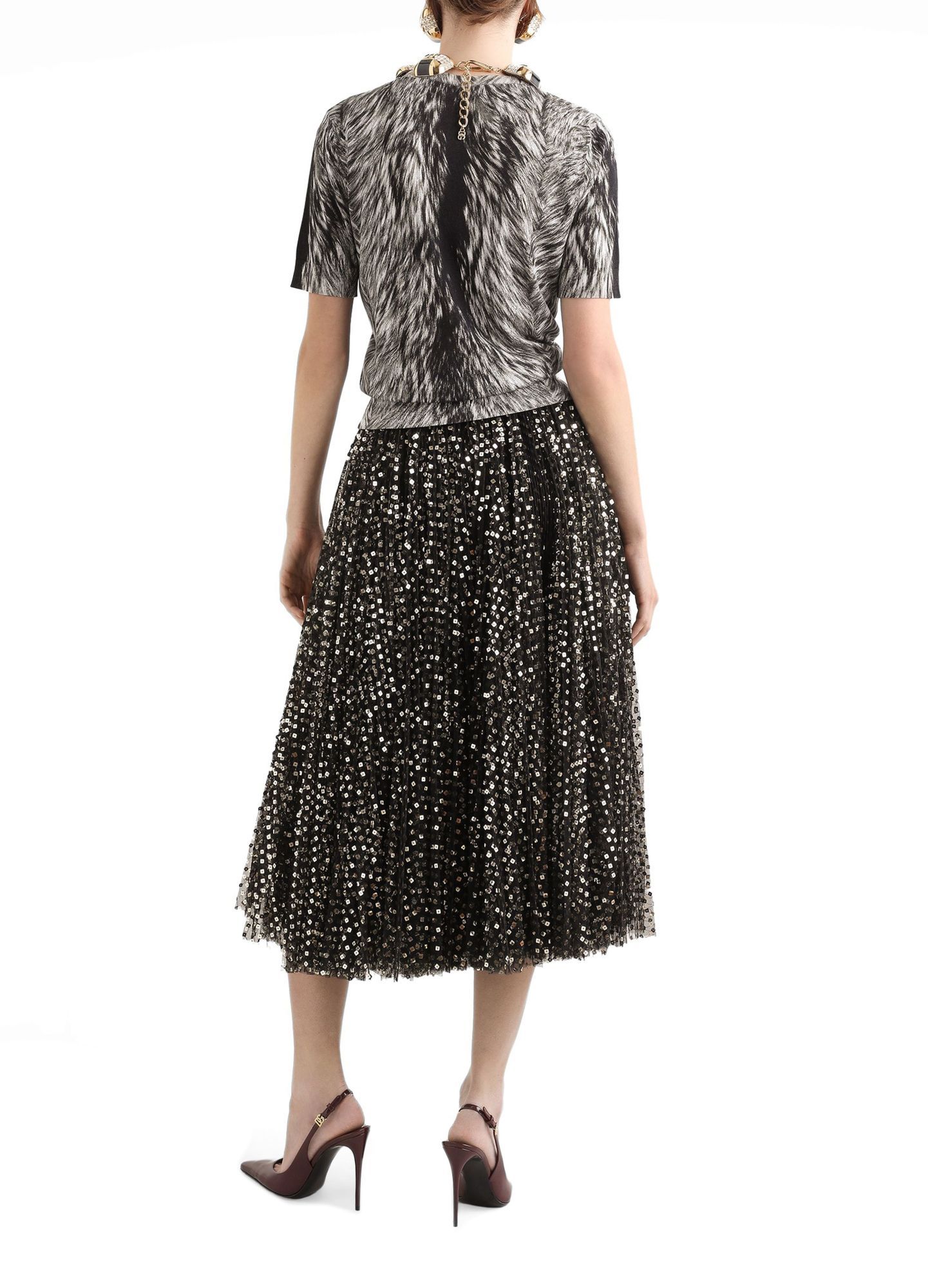 Shop Dolce & Gabbana Short Sleeve Sweater In Pelliccia Fdo.grigio