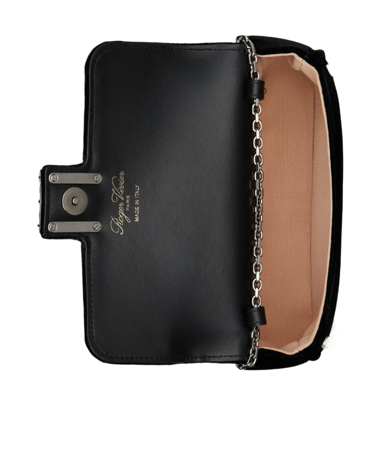 Roger Vivier Viv Jeu De Fille Embellished Velvet Bag In Black