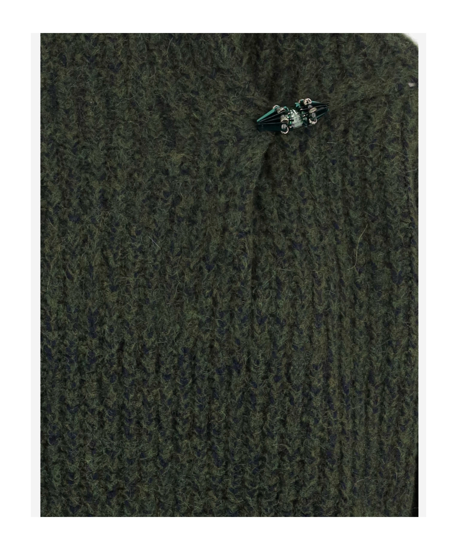 Dries Van Noten Textured Knit Long Sleeve Crew Sweater In Green