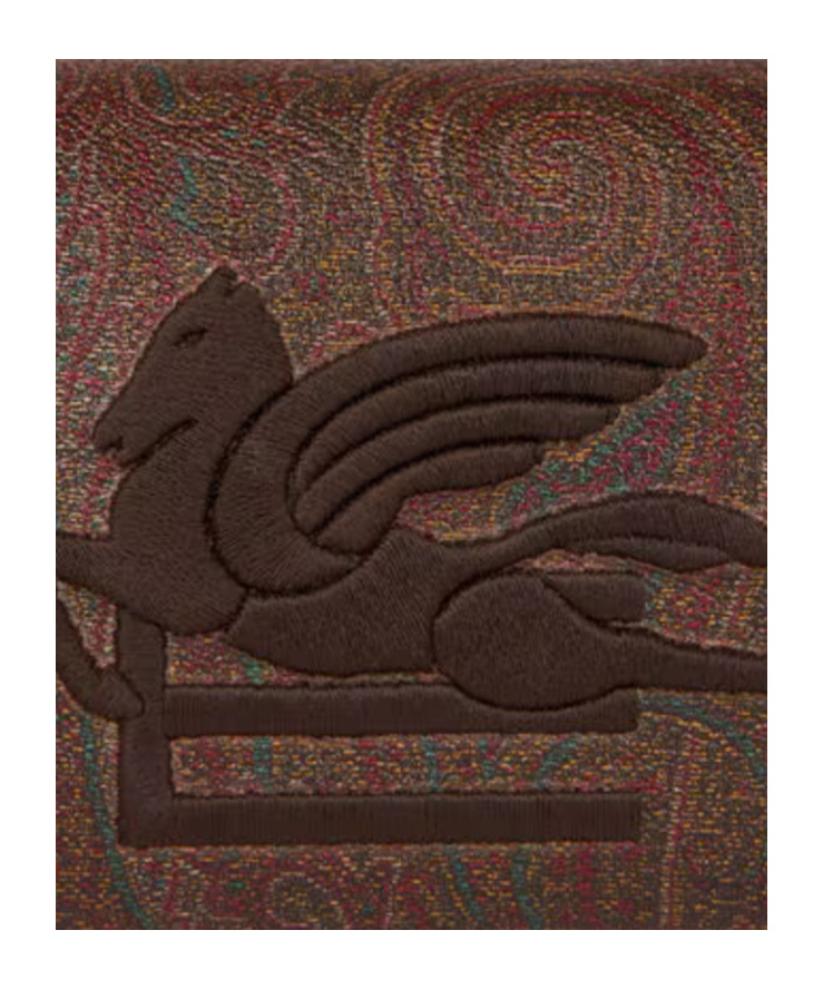 Etro Small Arnica Pouch With Pegaso Embroidery In Brown