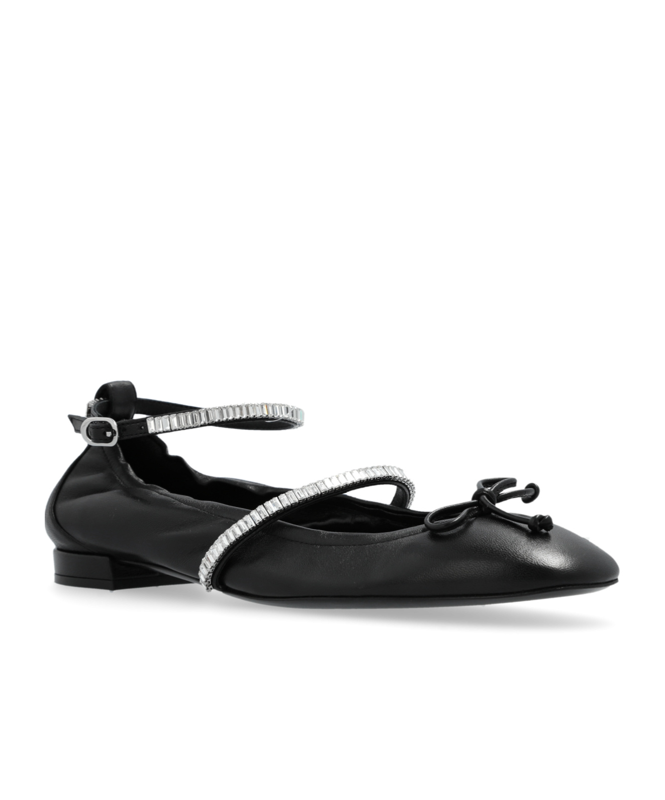 Stuart Weitzman Stefanie Ballet Flats In Black Leather In Black