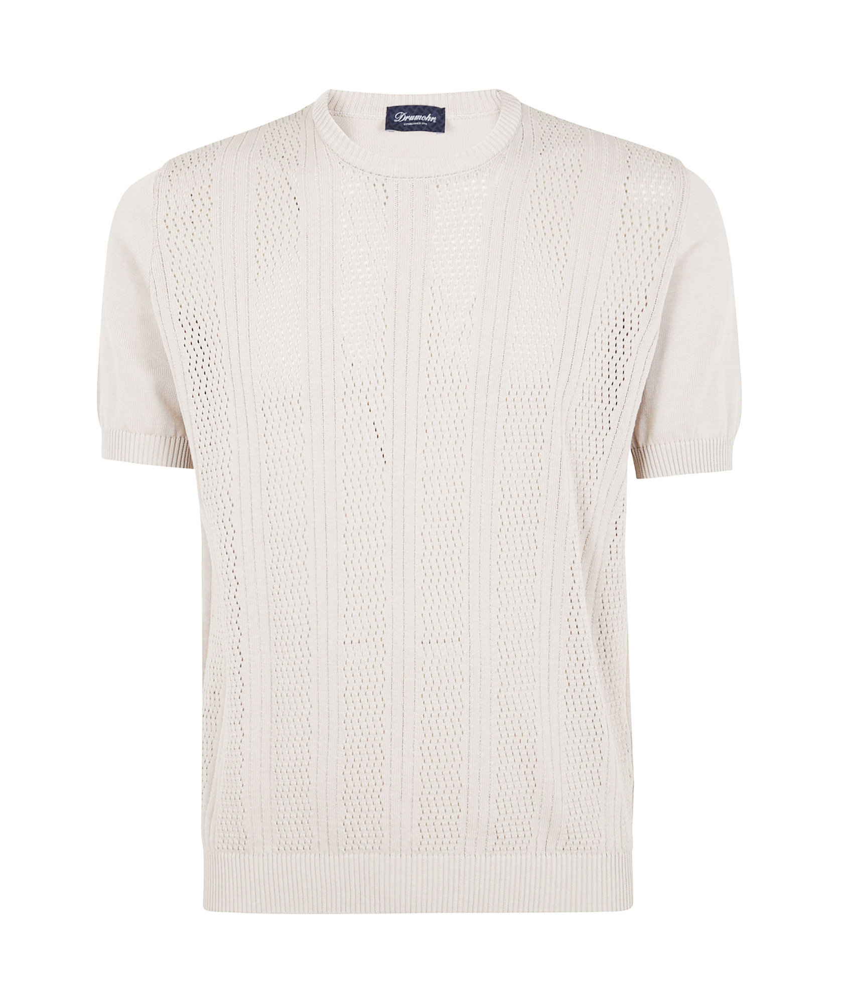 Drumohr Textured Short-sleeve Top With Classic Crew Neckline In Ostryc