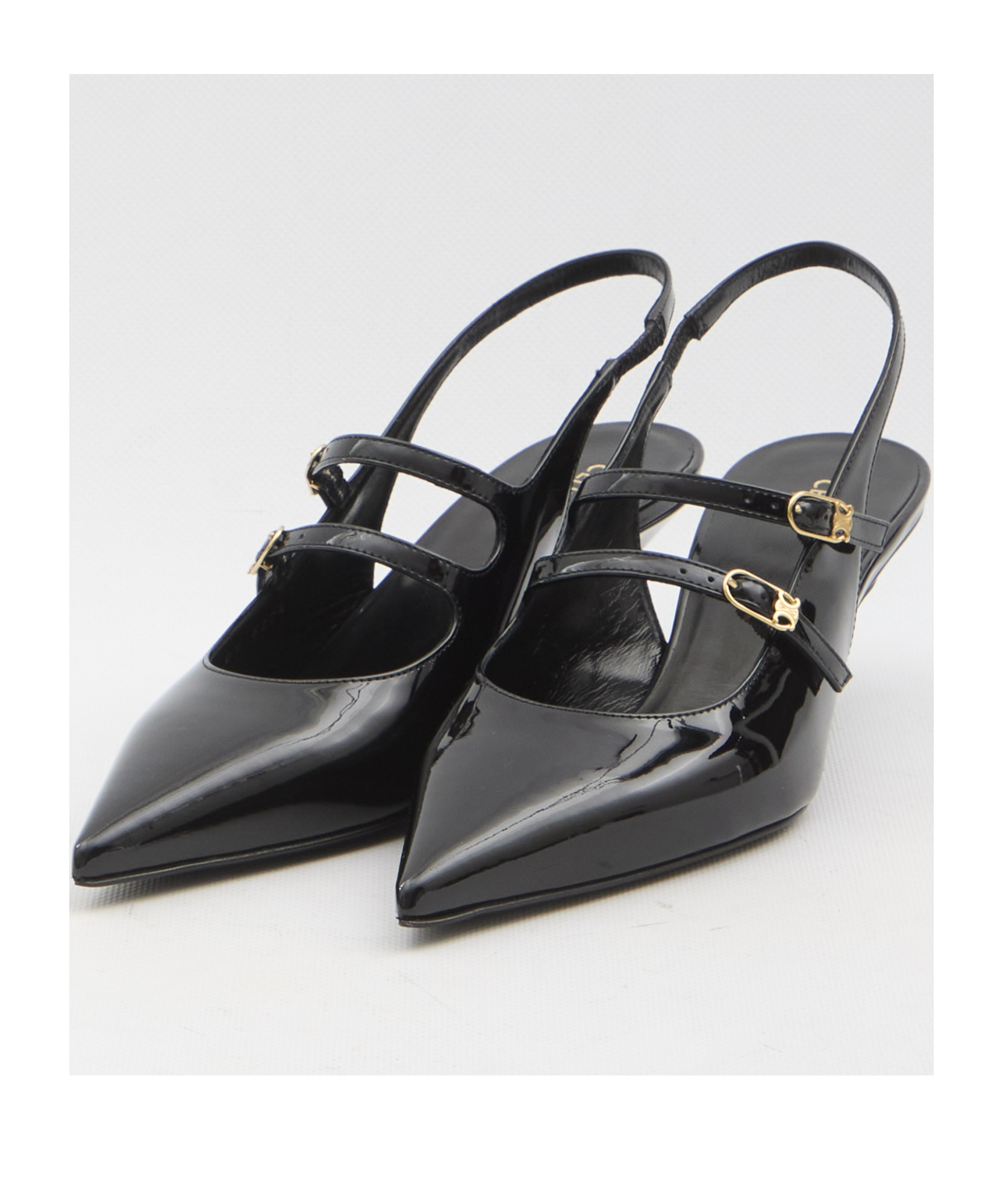 Celine Pointed Toe Mary Jane Shoes In Black