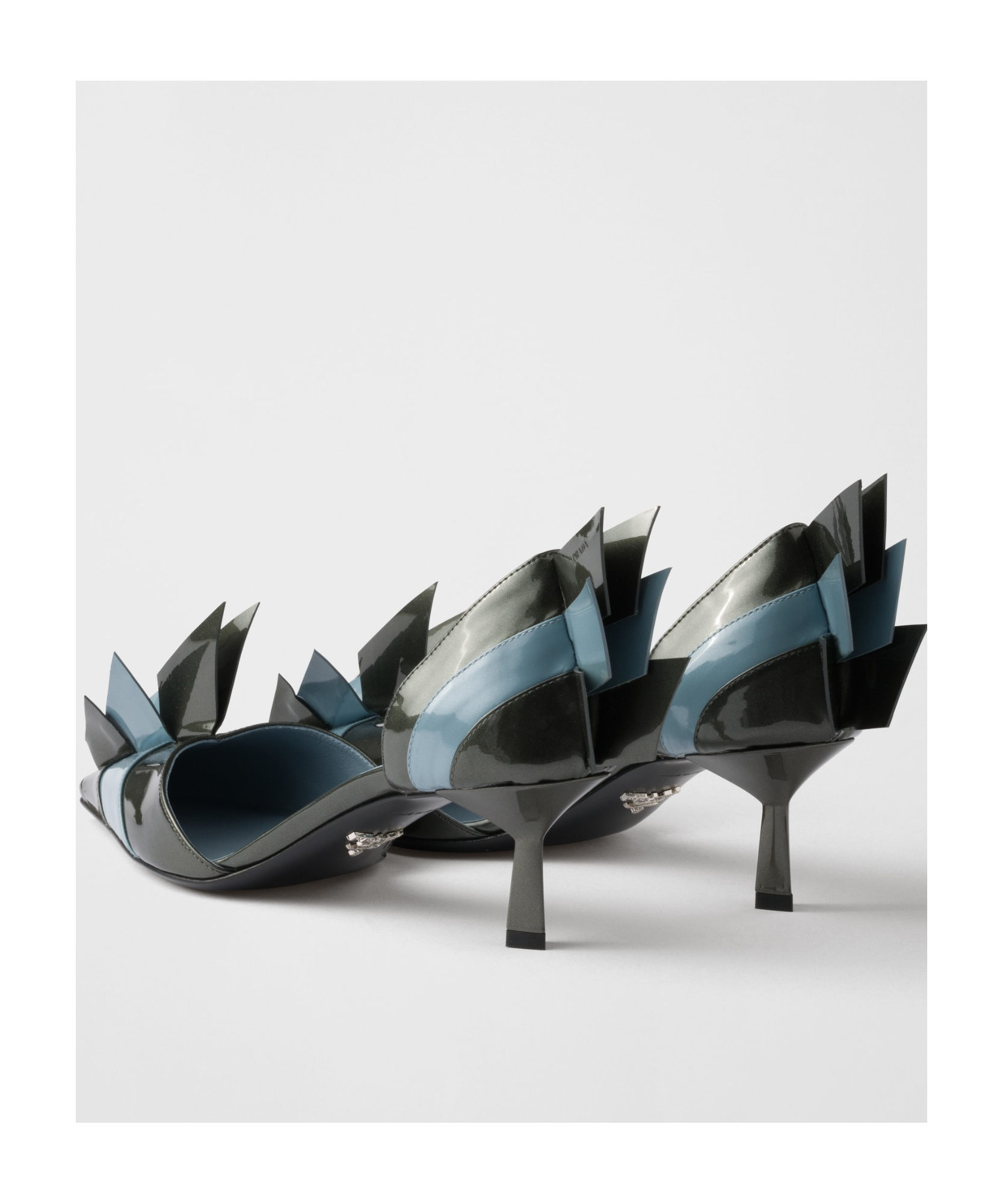 Prada Leather Pumps With Two-tone Strappy Design In Black