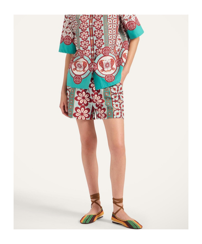 La Doublej Printed Cotton Shorts In Multi