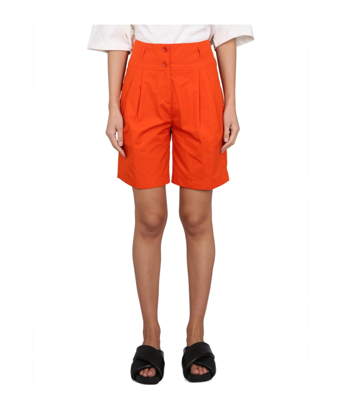 Aspesi High-waisted Cotton Poplin Shorts