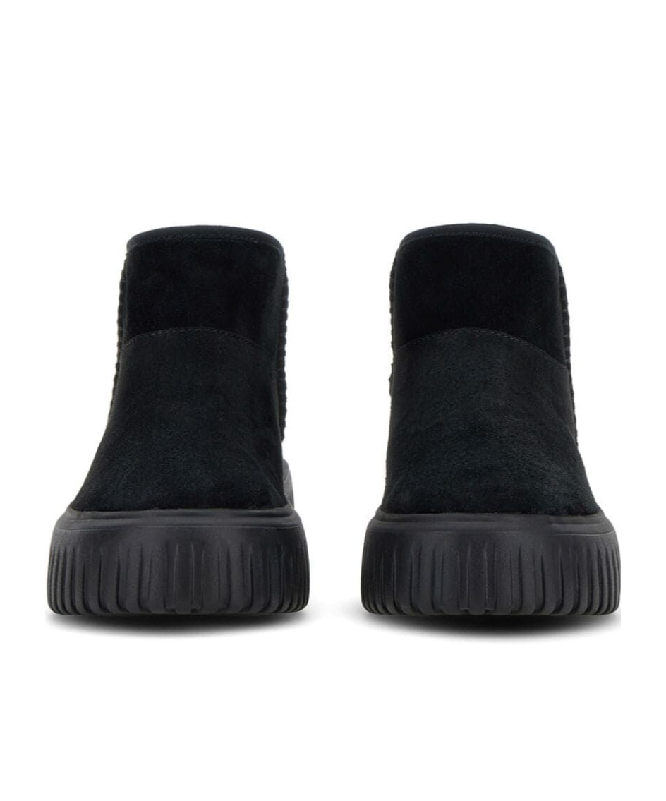 Hogan Ankle-high Minimalist Suede Shoes In Black
