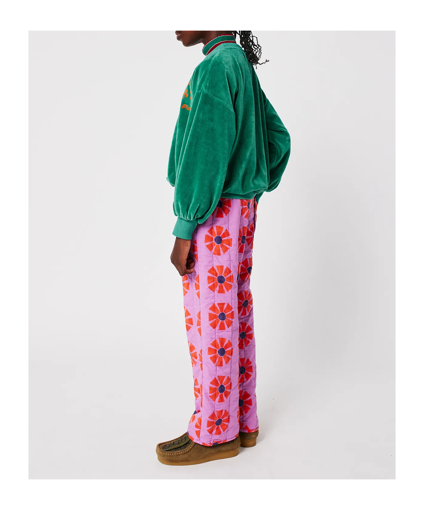 Bobo Choses Have Fun Velvet Sweatshirt In Green
