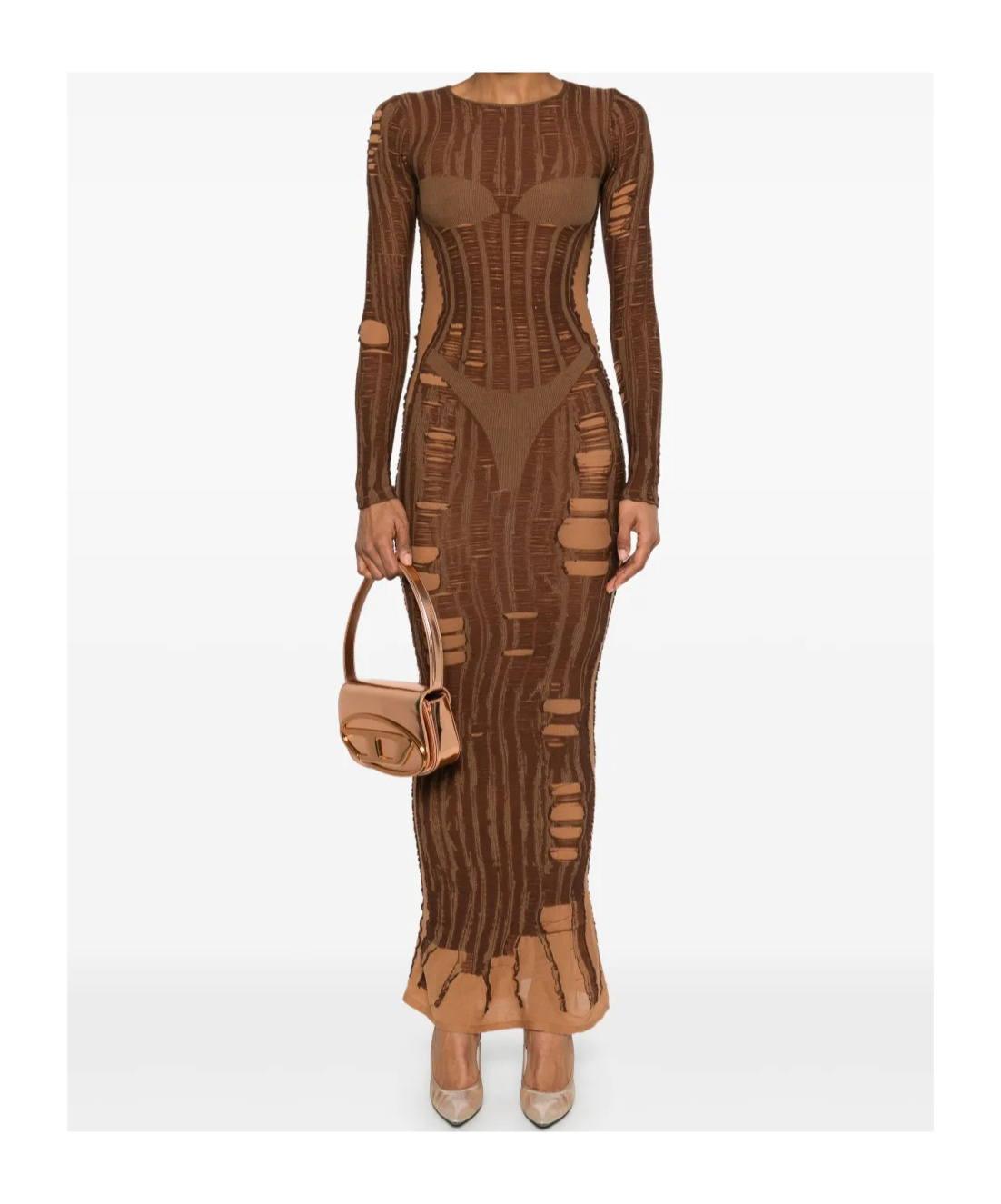 Diesel Long M-calimera Dress In Brown