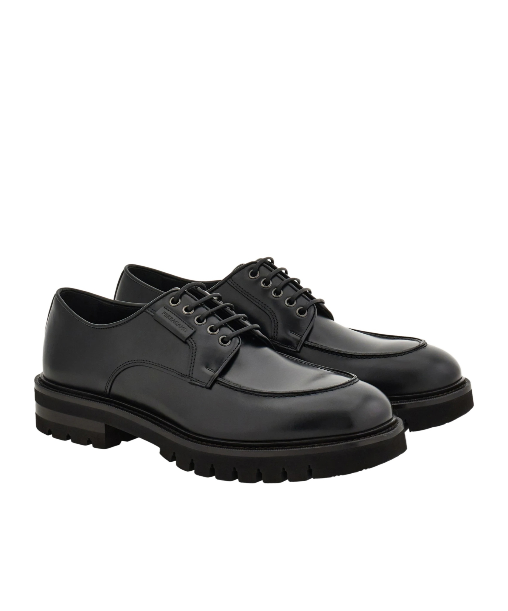 Ferragamo Derby Shoe In Black