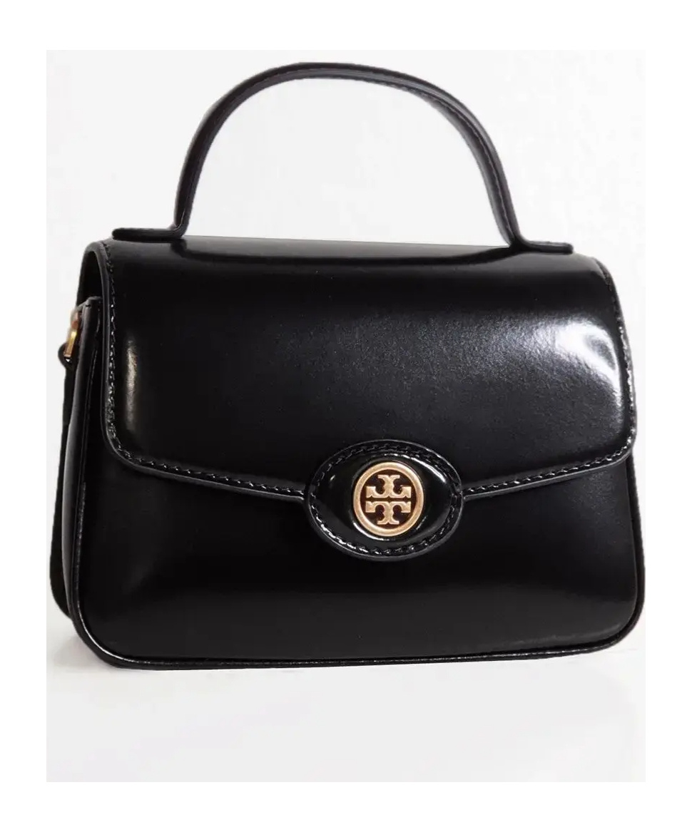 Tory Burch Robinson Spazzolato Shoulder Bag In Black