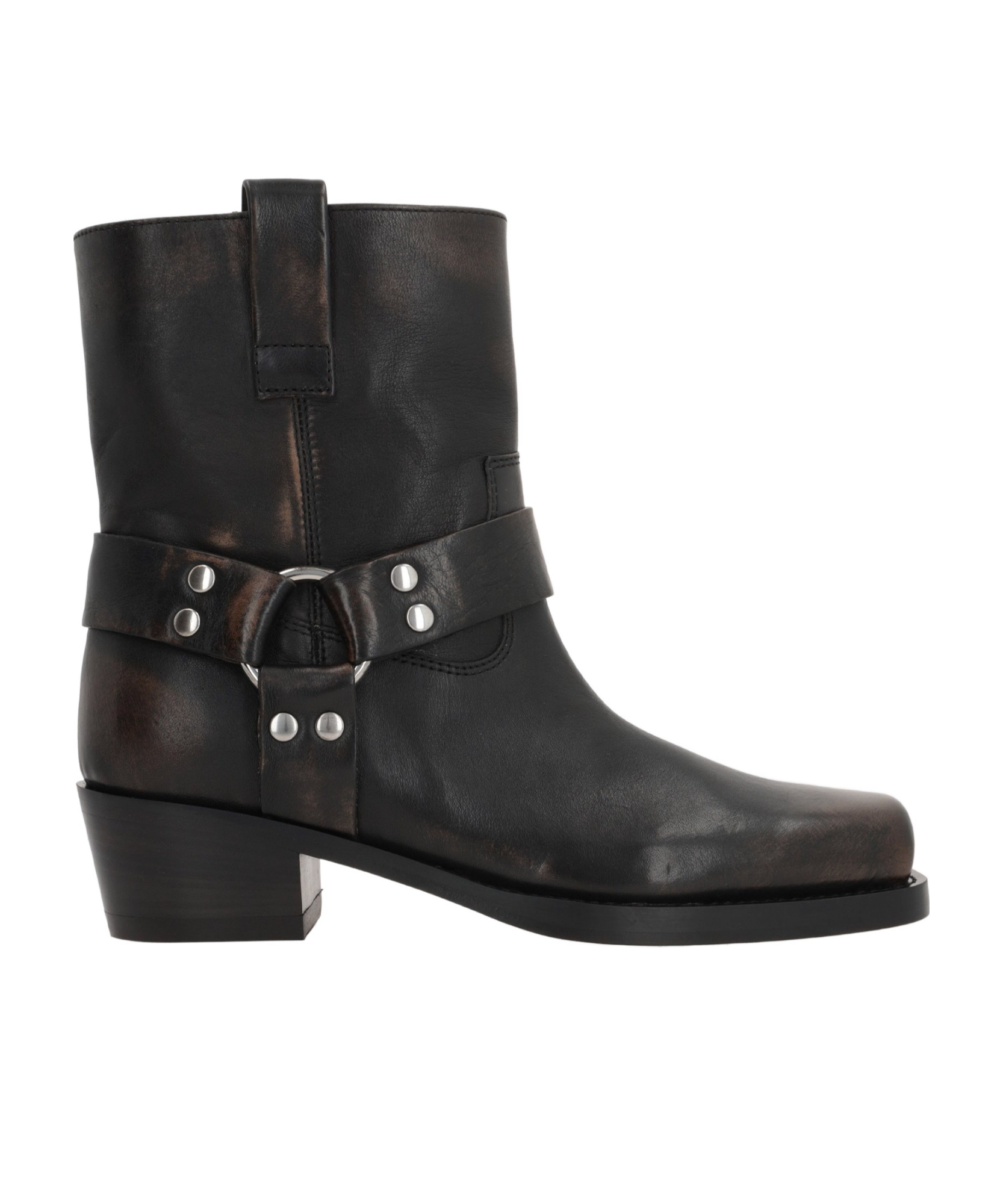 Paris Texas 'roxy' Black Western Style Ankle Boots With Brown Nuances In Black