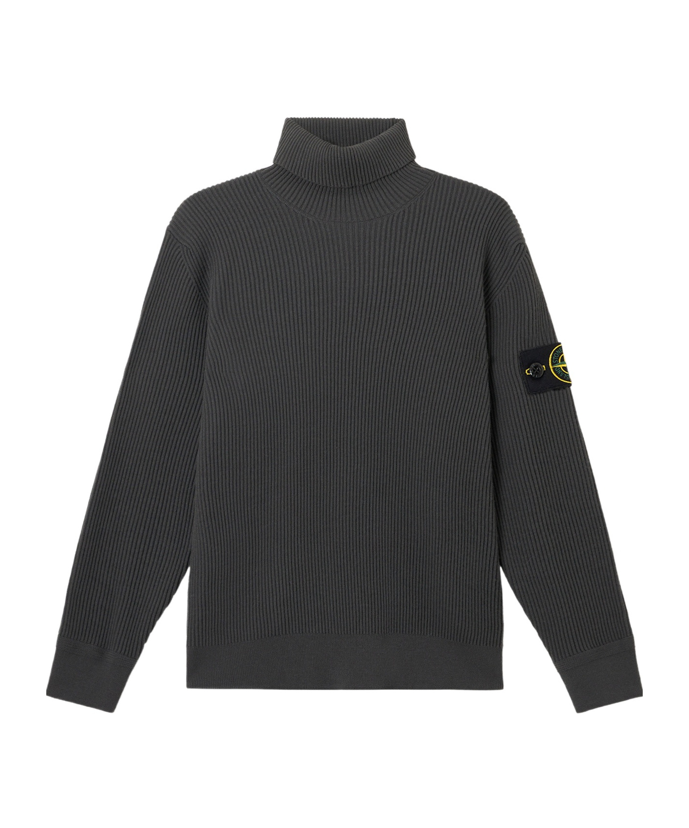 Stone Island Virgin Wool Turtleneck Sweater With Long Sleeves In Gray