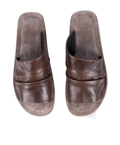 Brunello Cucinelli Leather Sandals In Black