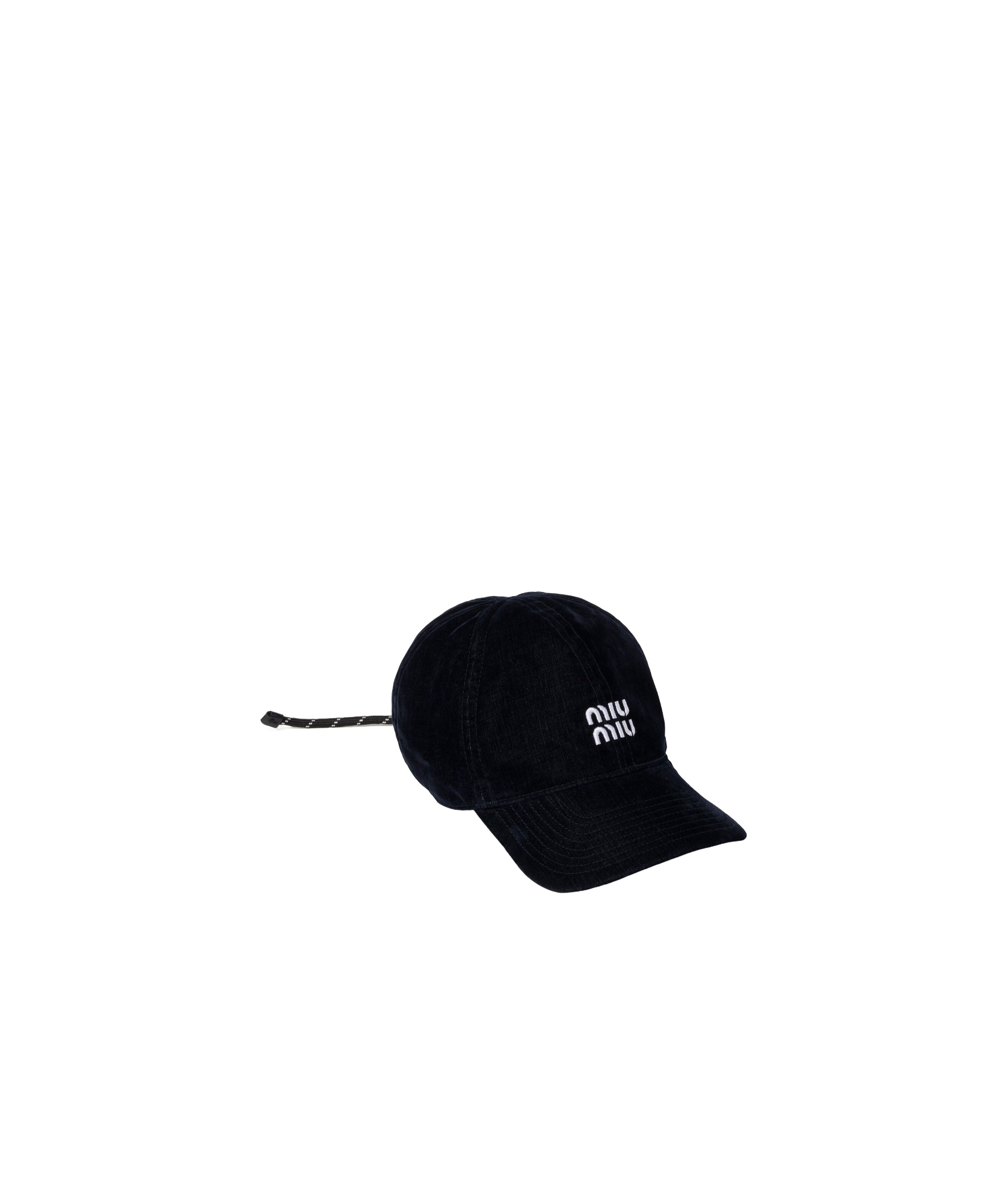 Miu Miu Denim Baseball Cap In Black