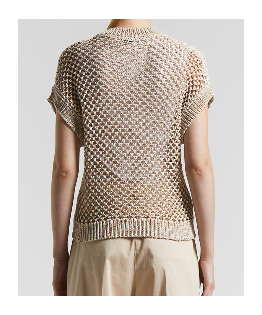 Shop Peserico Open-knit Cardigan In Nude