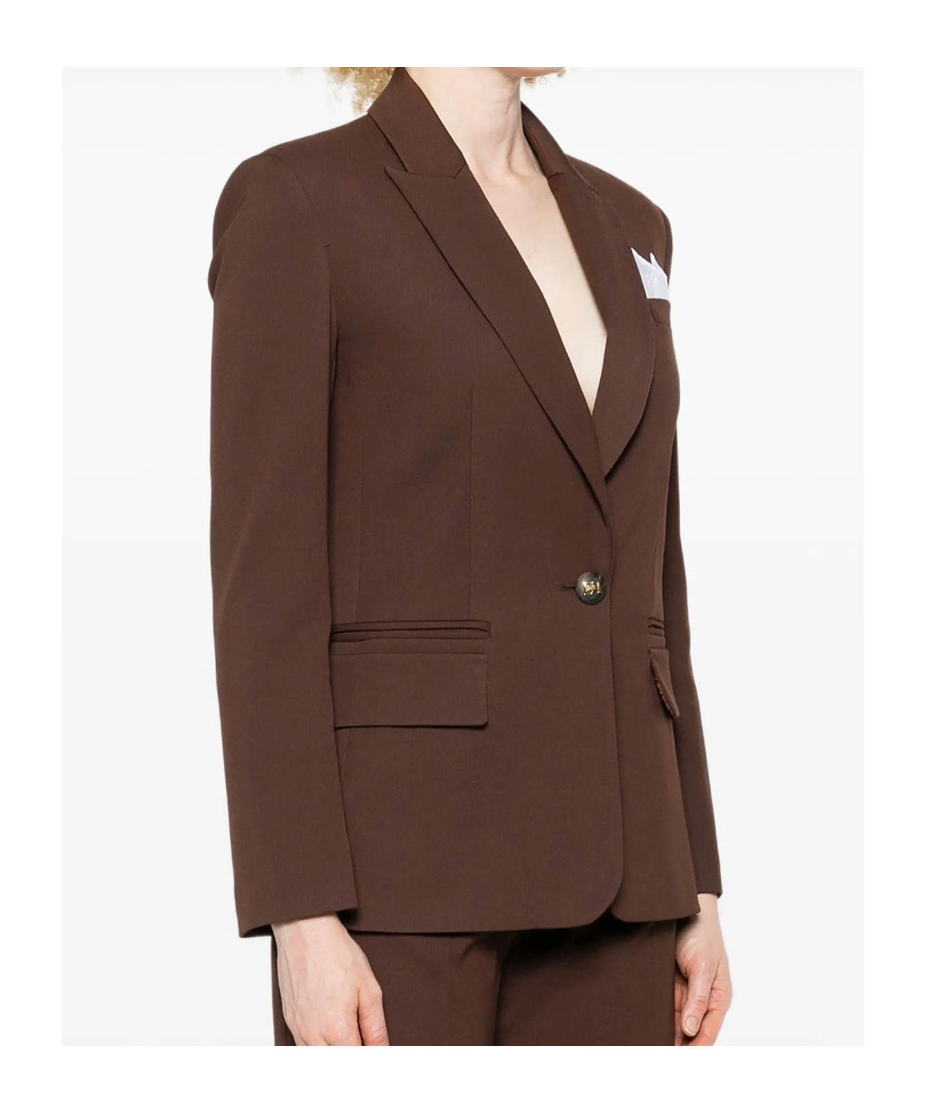 Elisabetta Franchi Single-breasted Viscose Blend Blazer In Brown