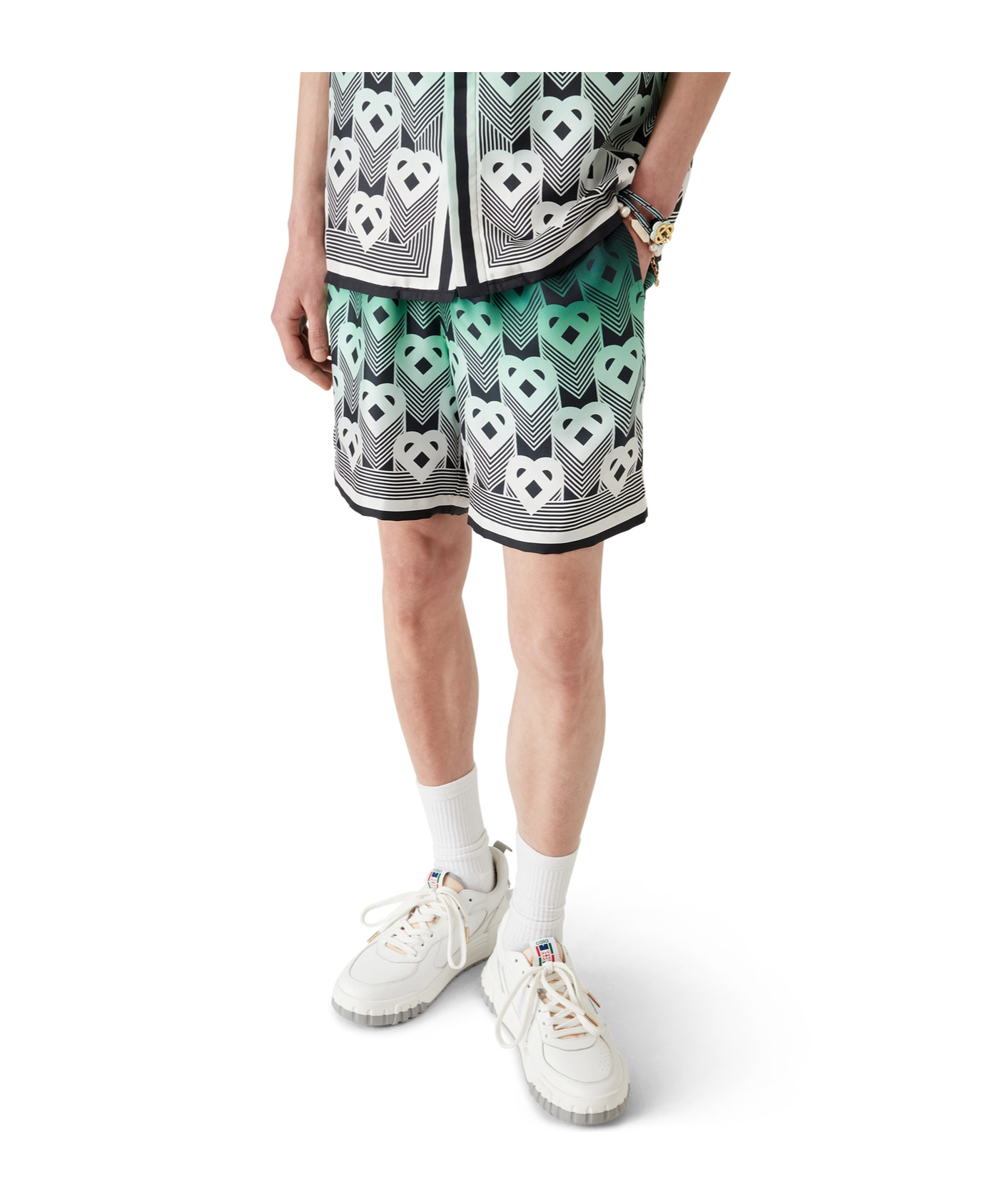 Casablanca Silk Bermuda Shorts Featuring Elastic Waistband