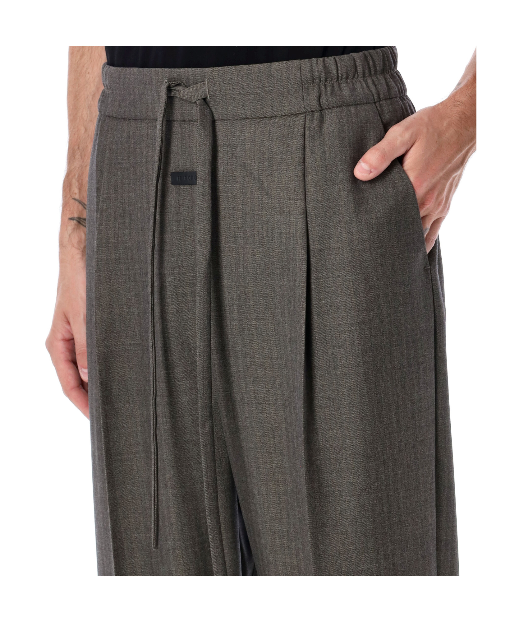 Fear Of God Heather Chevron Wool Drawstring Pants In Gray