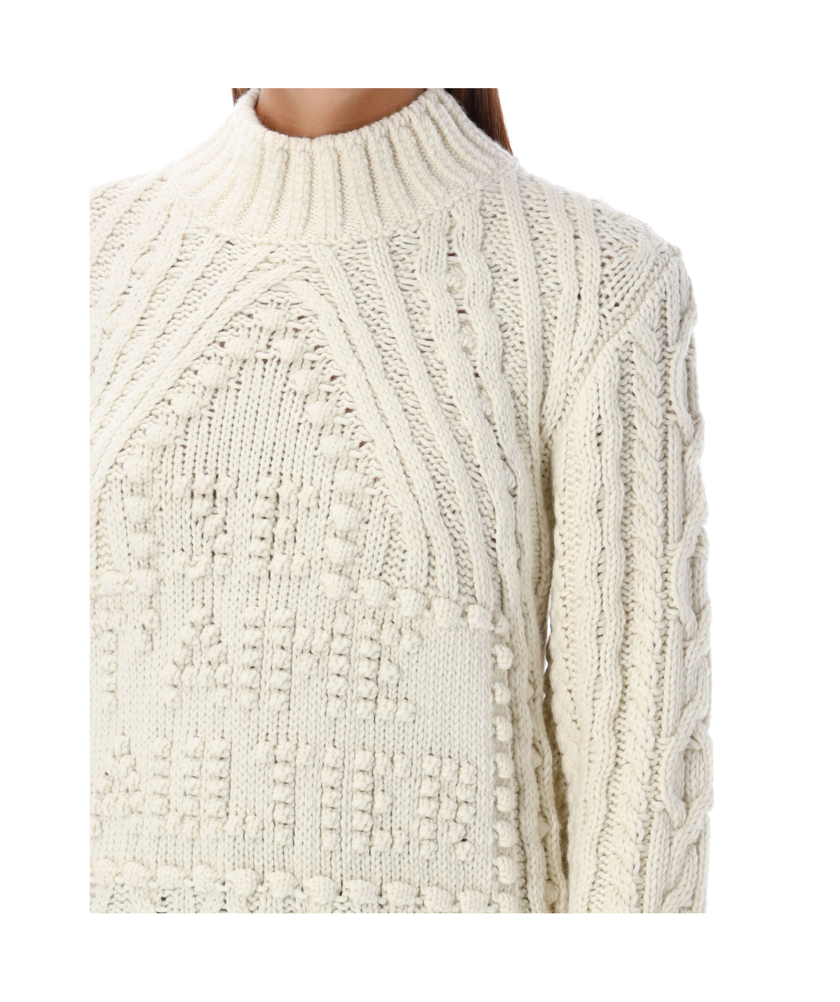 Jean Paul Gaultier Chunky Knit High-neck Sweater In White