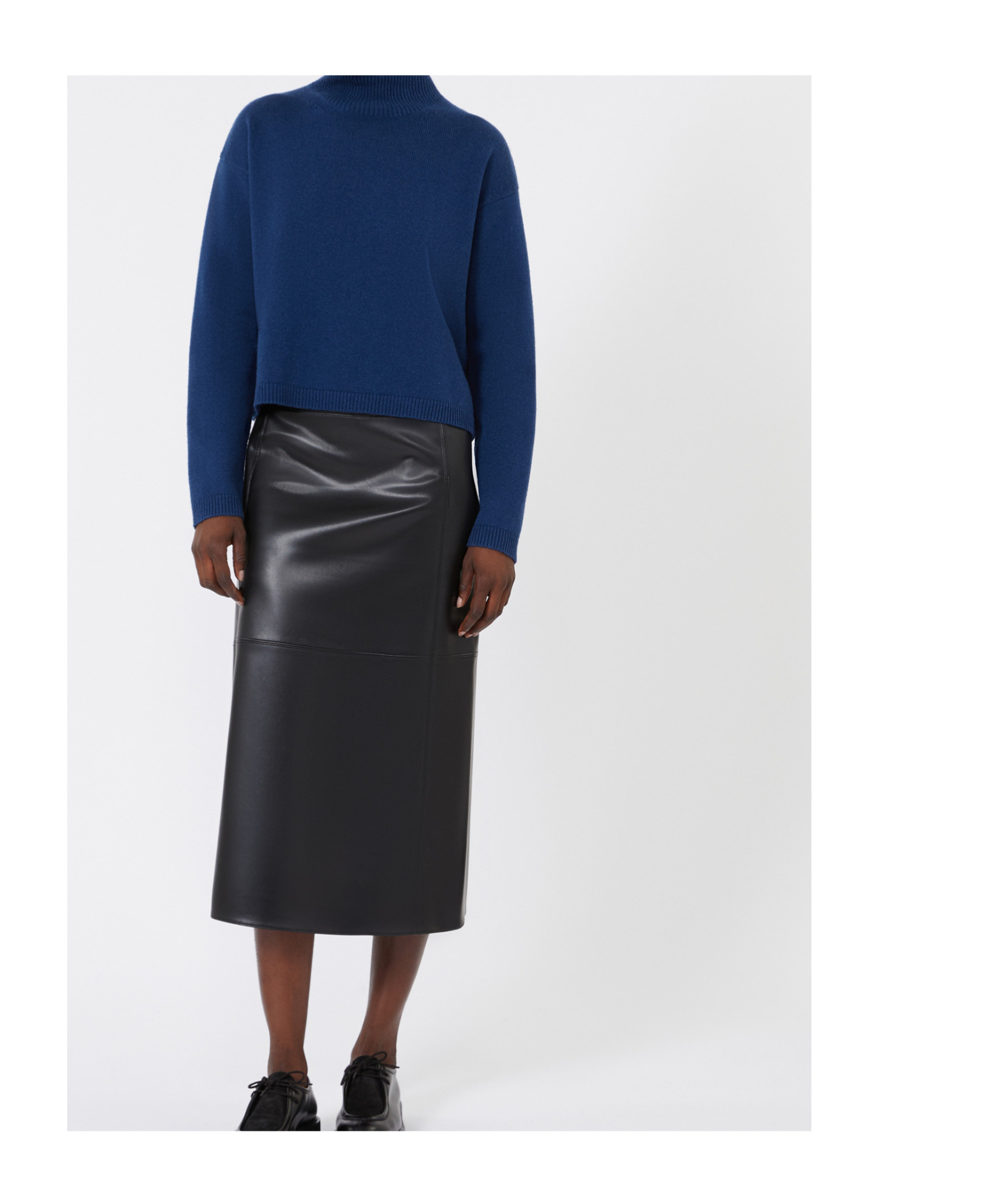 Max Mara Cropped Wool And Cashmere Turtleneck Sweater In Blue