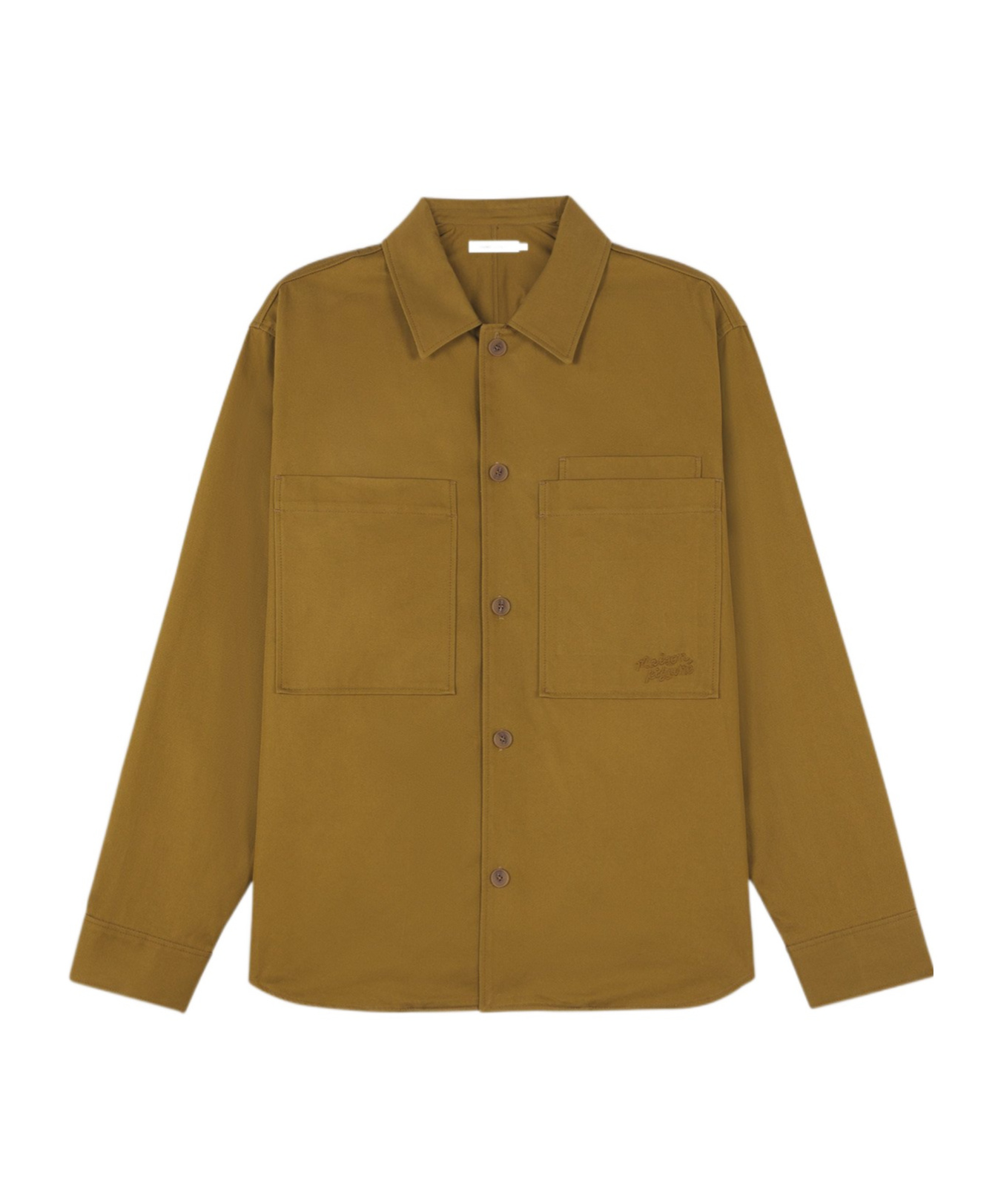 Maison Kitsuné Logo-embroidered Cotton Shirt In Brown