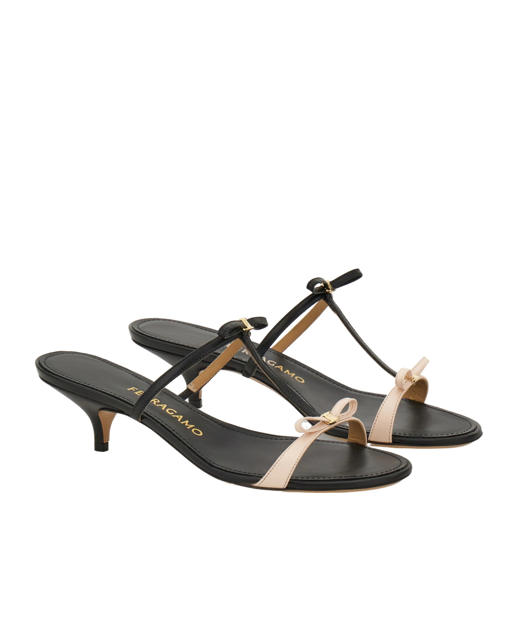Ferragamo Strappy Kitten-heel Sandals In Black