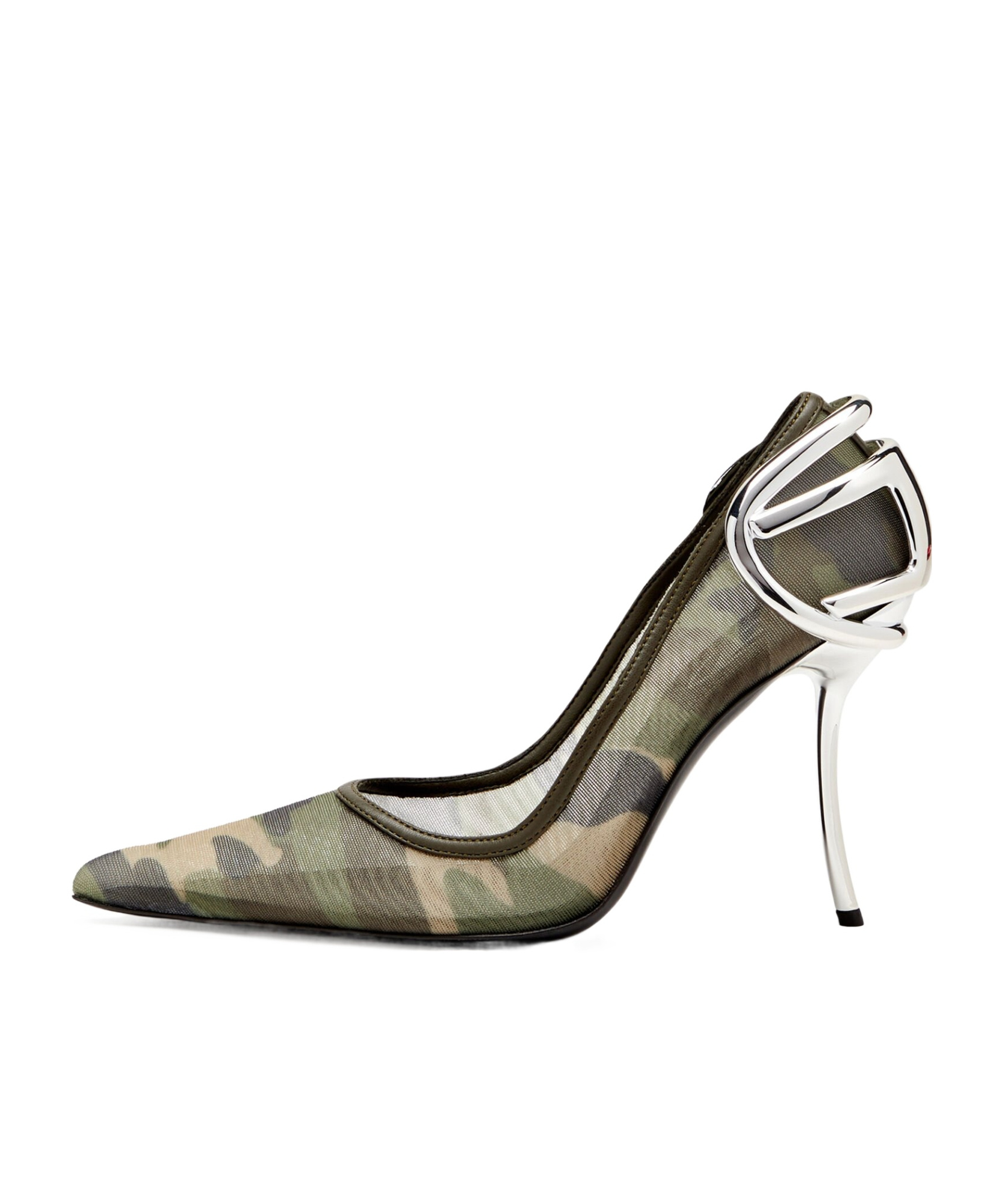 Diesel D-ten & Half-camo-mesh Pumps With Curved Heel