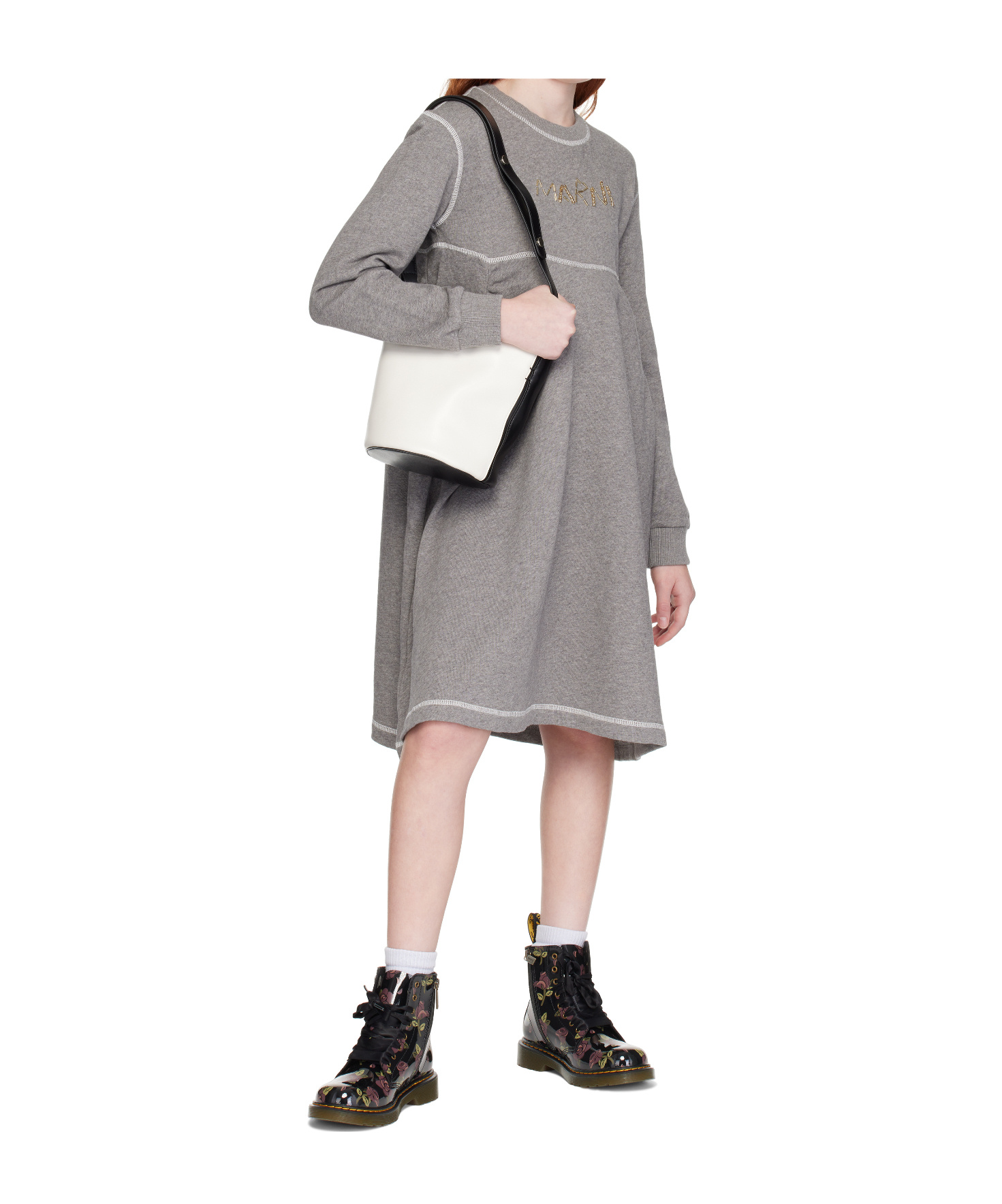 Marni Kids Gray Cotton Unbrushed Fleece Dress In Gray