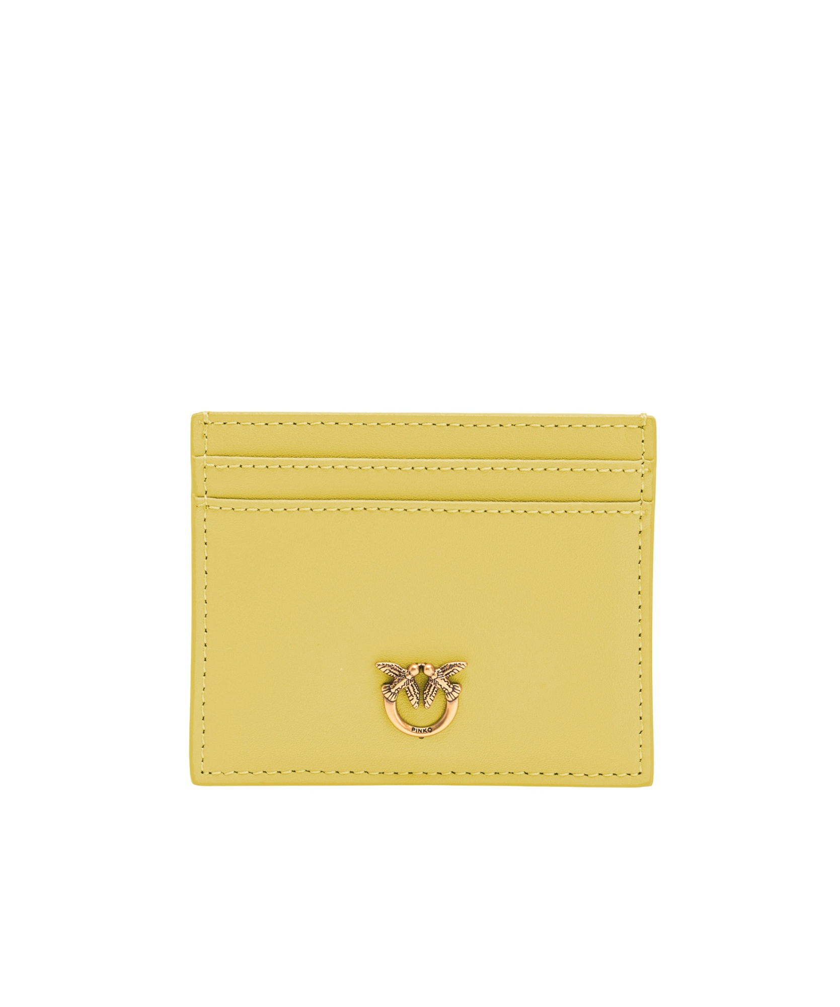 Shop Pinko Leather Cardholder In Citron Yellow