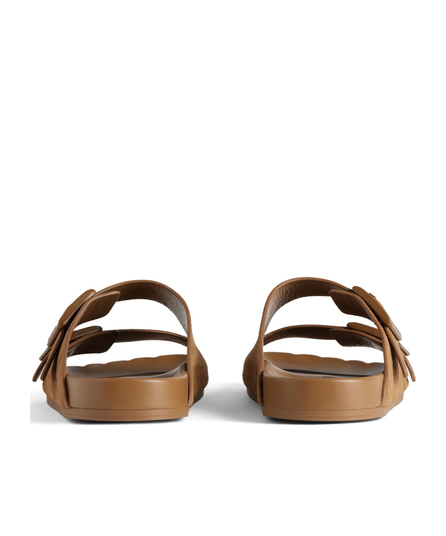 Balenciaga Camel Suede Sunday Slippers In Brown