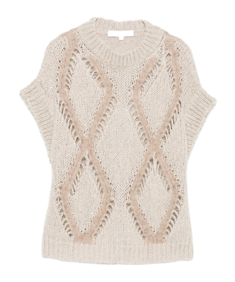 Antonelli Diamond Pattern Knitted Sweater In Brown