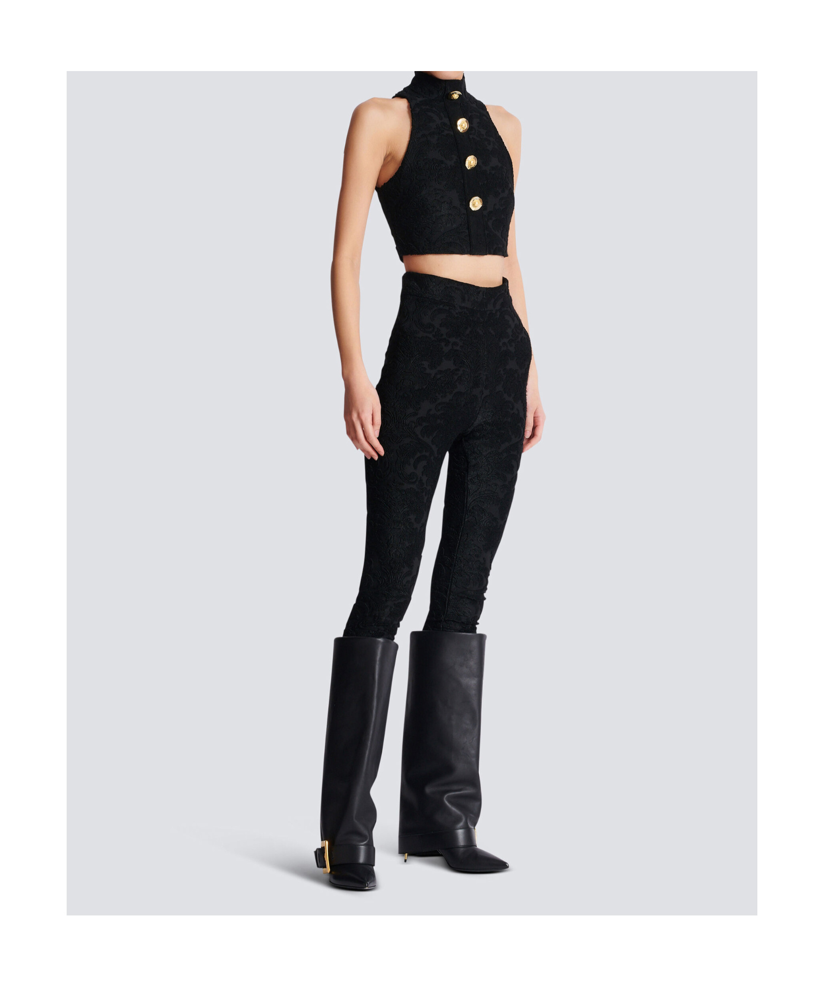 Balmain Baroque-pattern Buttoned Top