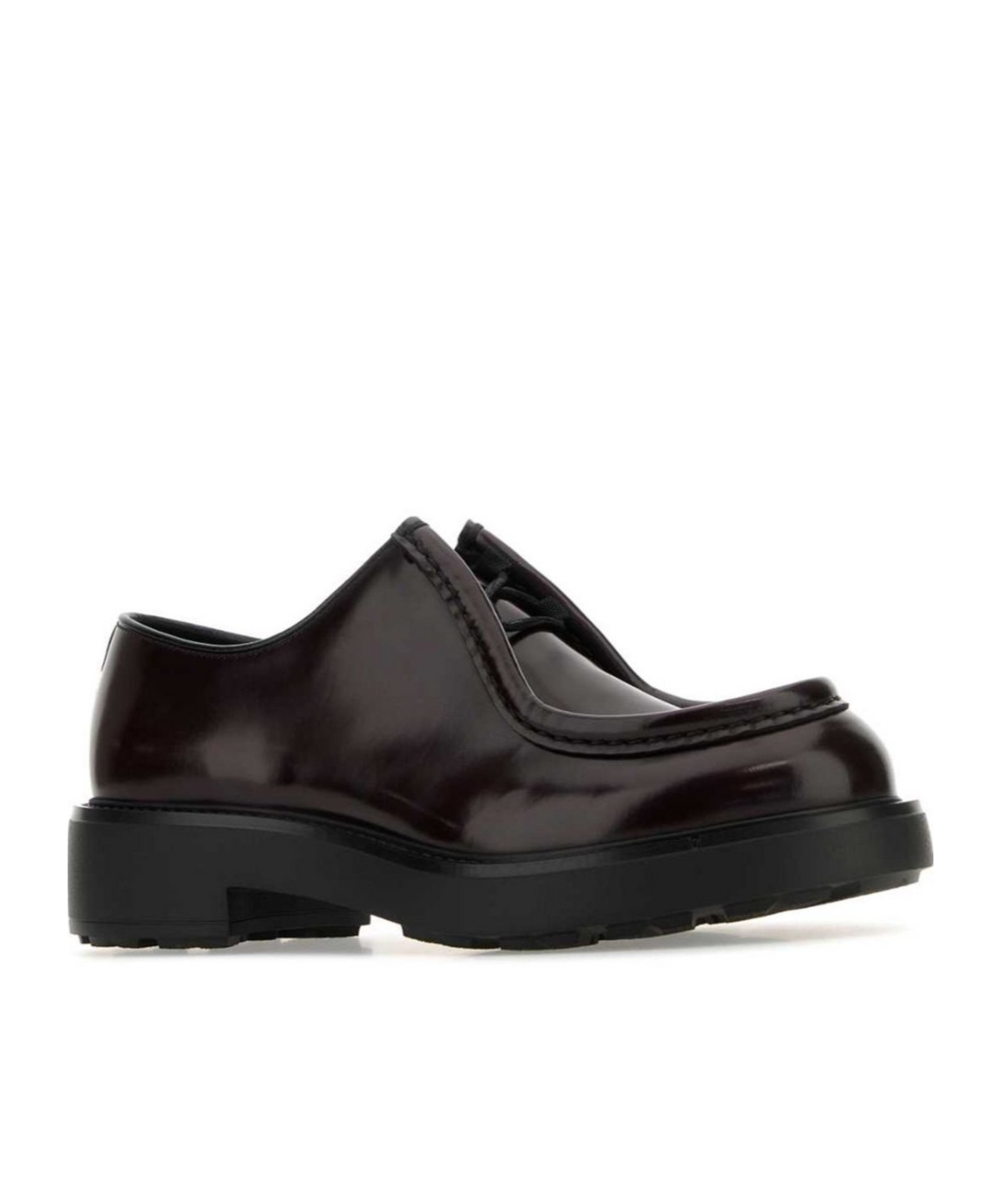Shop Prada Round-toe Lace-up Shoes In Brown