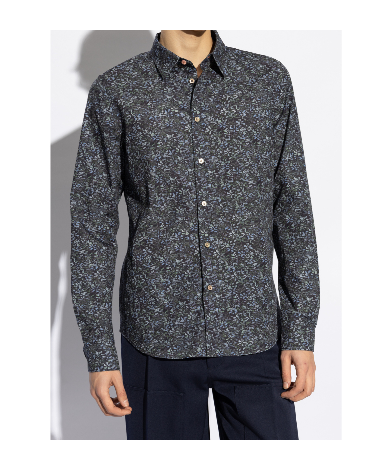 Ps By Paul Smith Ps Paul Smith Tailored Fit Textured Floral Printed Shirt In Black
