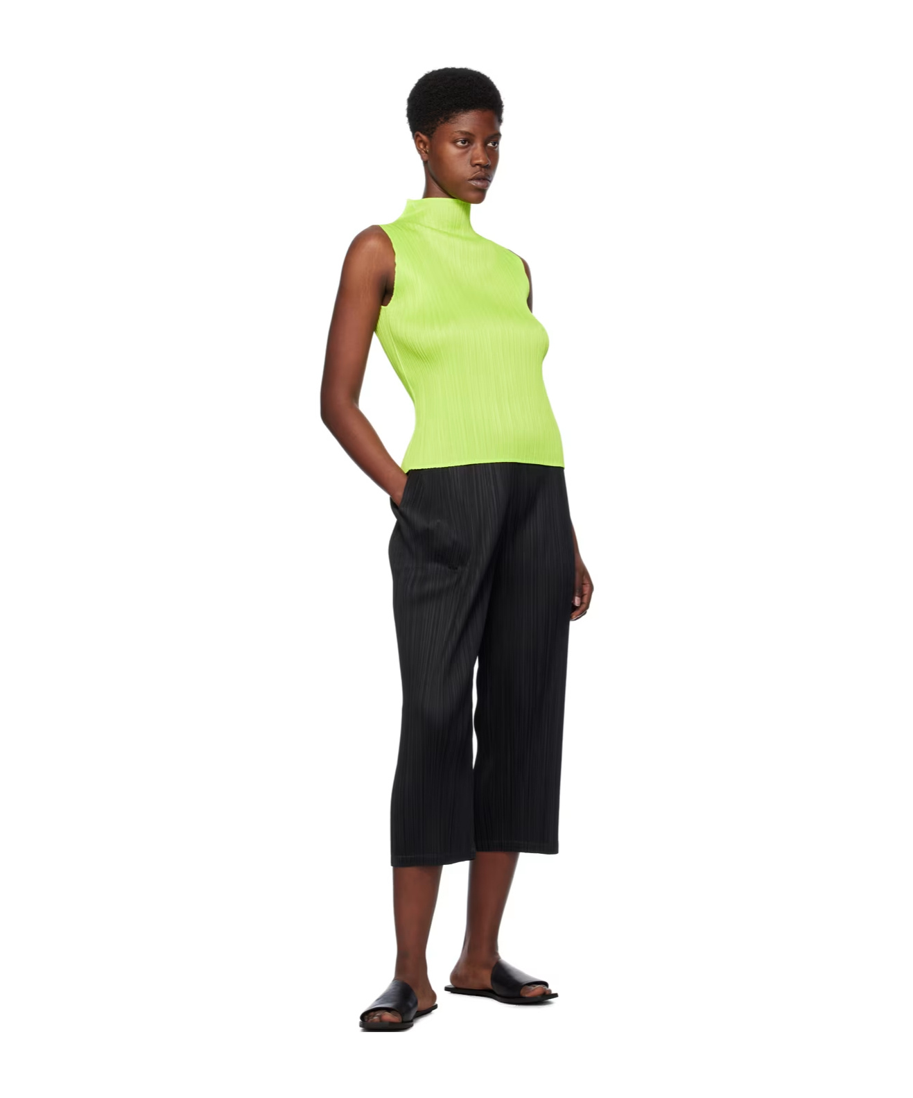 Shop Issey Miyake Pleated Vest In Green