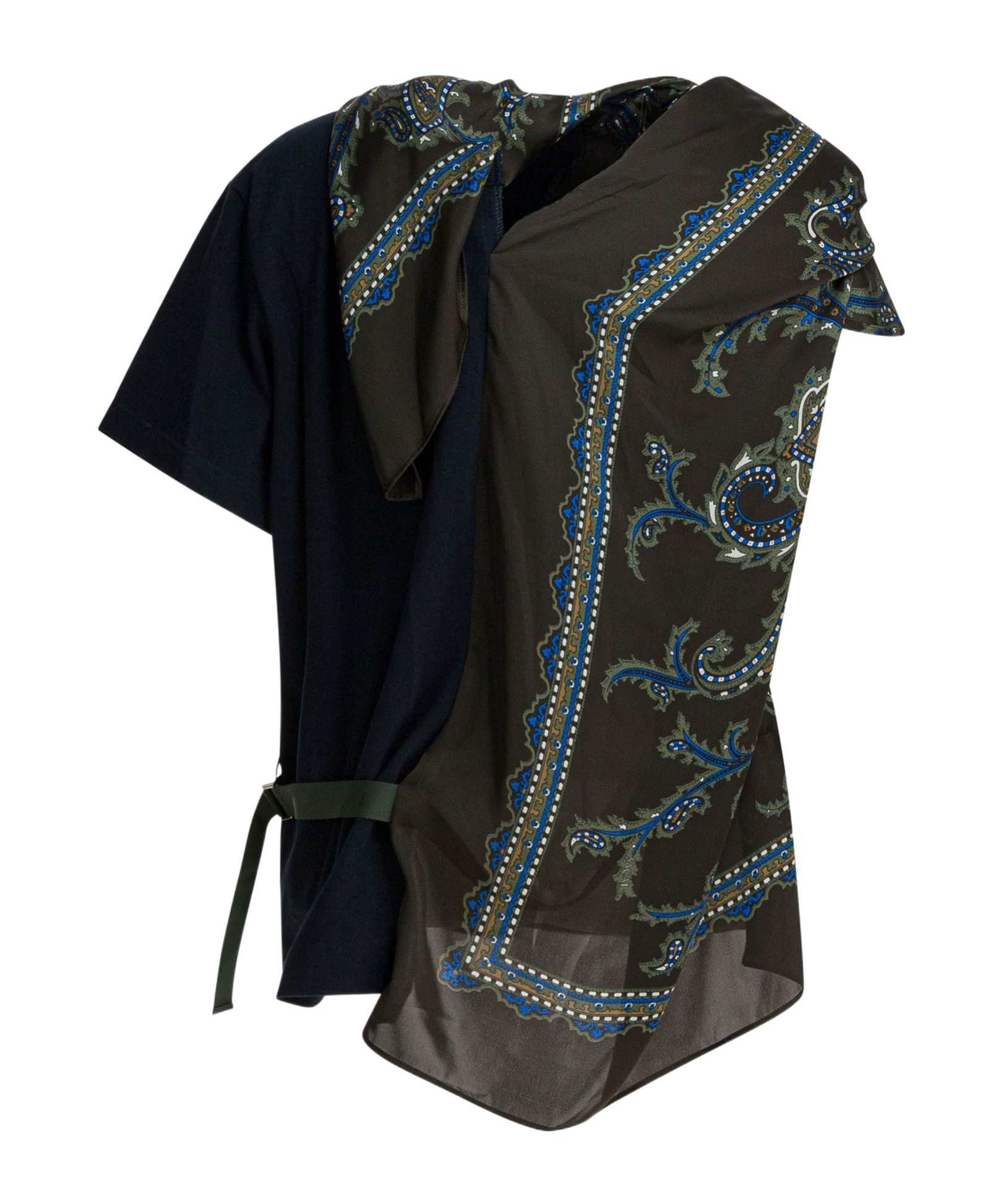 Sacai Paisley-print Panel Top In Blue