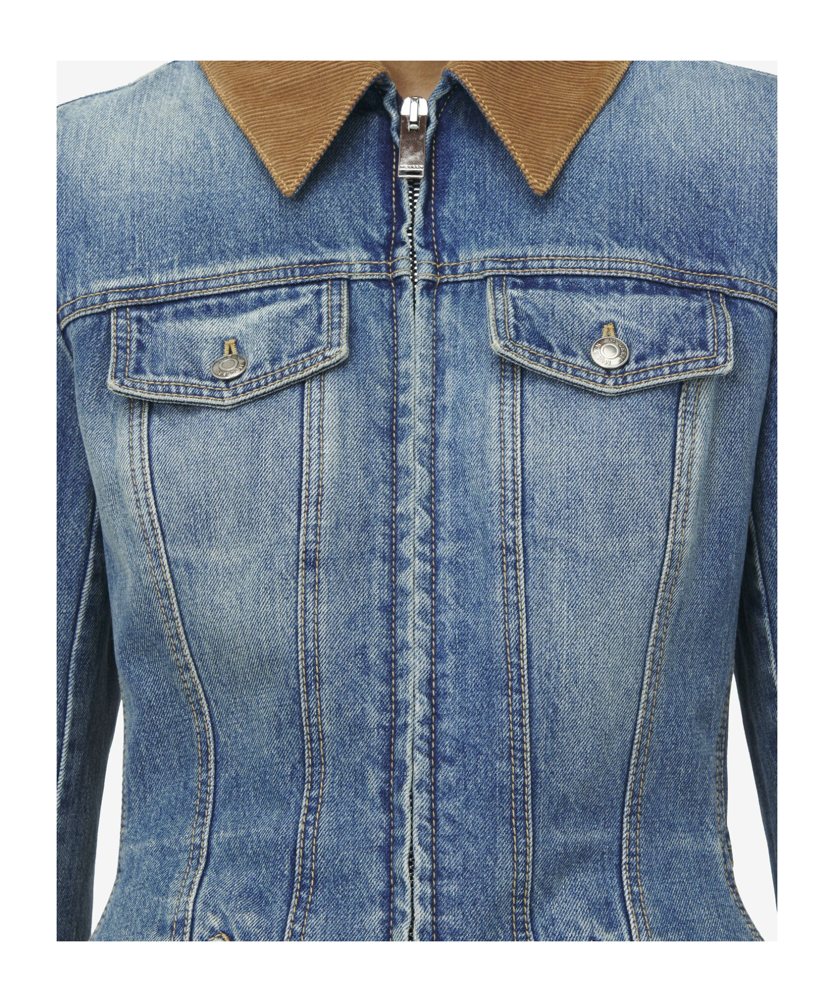 Shop Alexander Mcqueen Peplum Denim Jacket In Blue